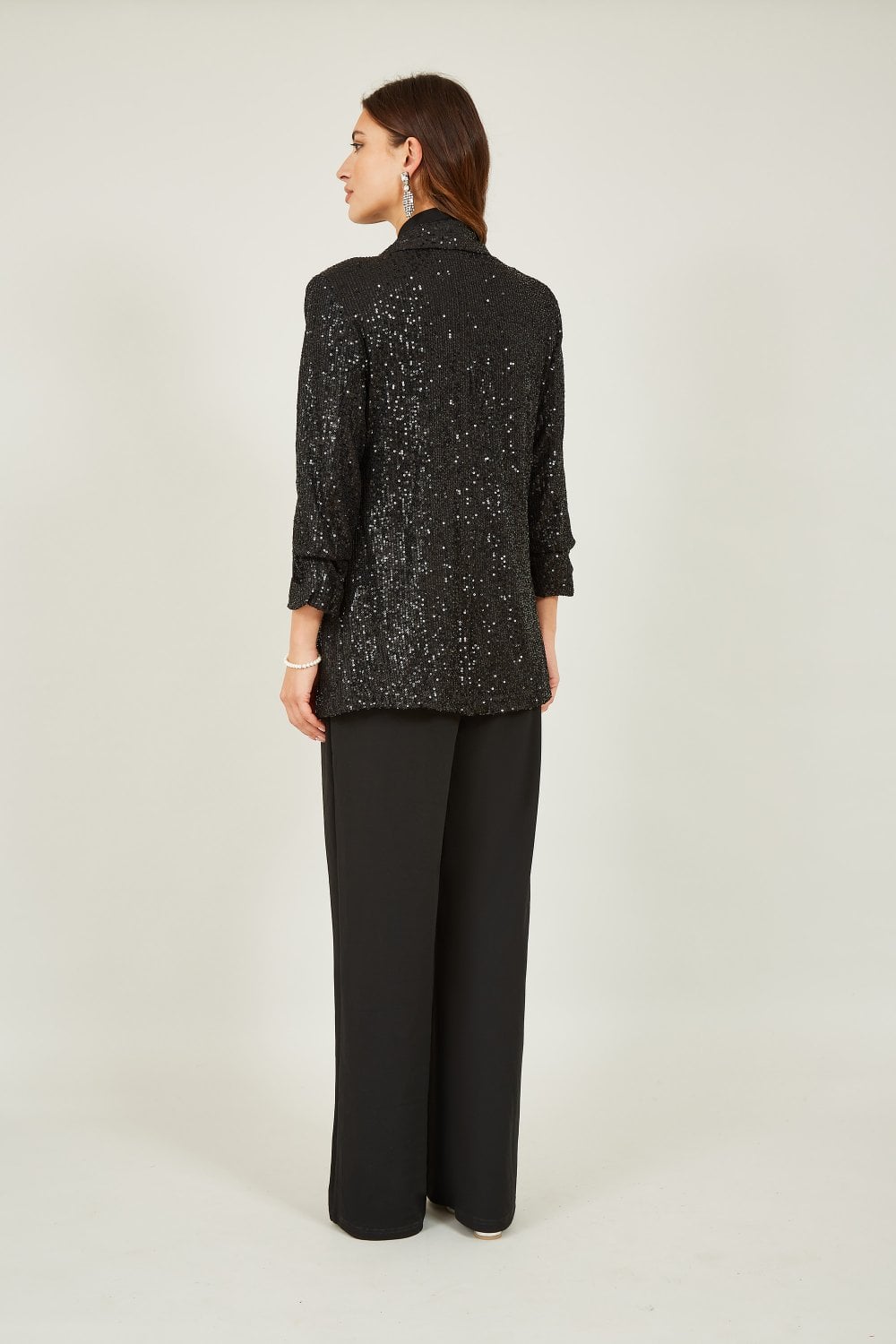 Black Sequin Blazer With Pockets - Sizes 8 to 26