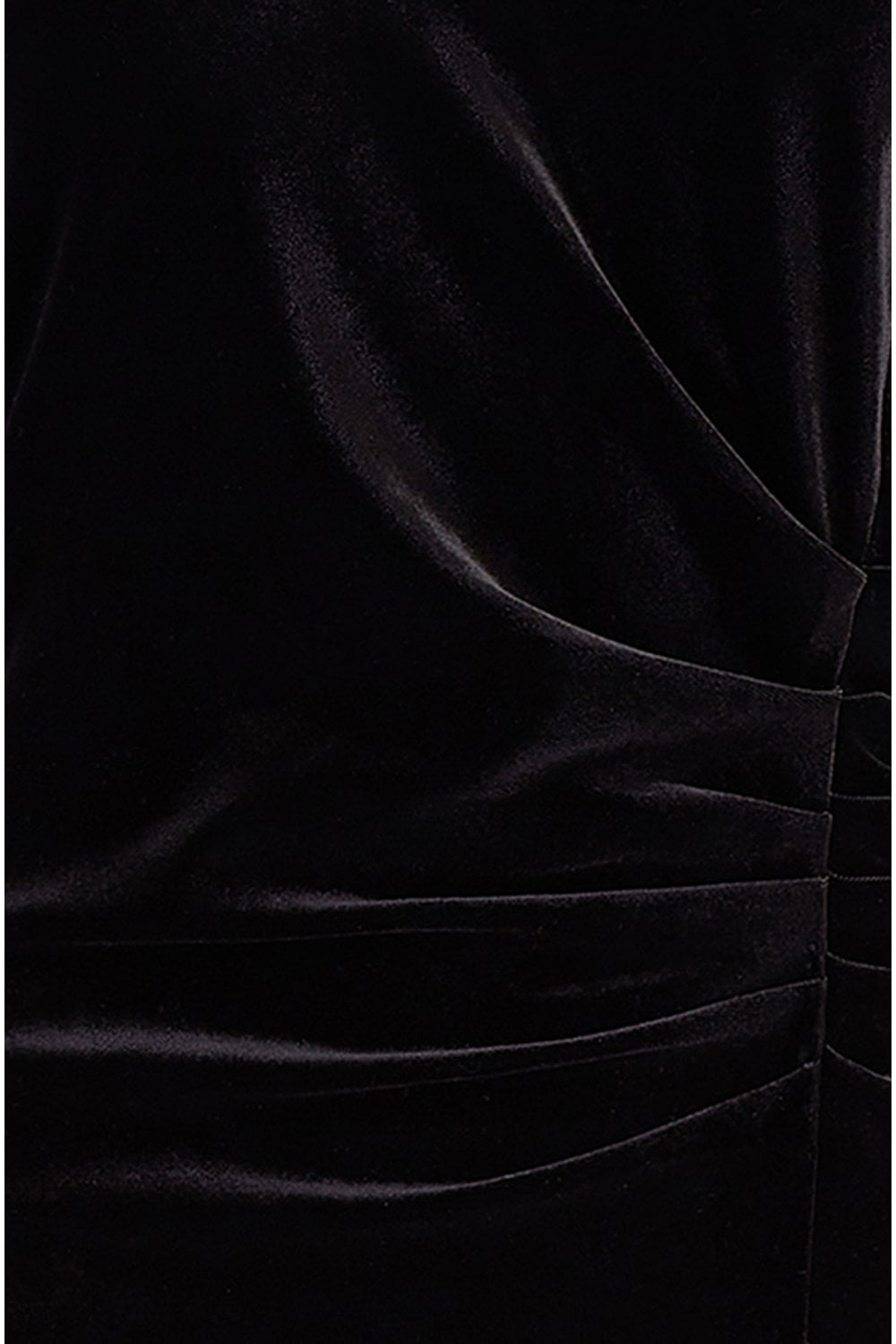 Black Velvet V Neck Fitted Ruched Midi Dress