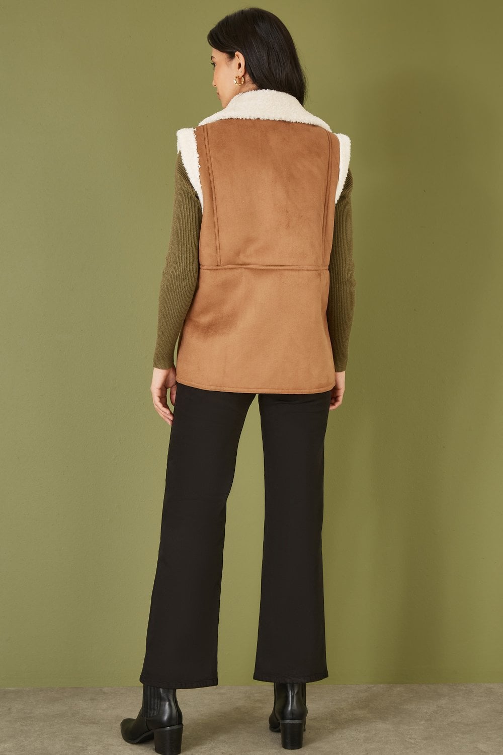 Brown Sherpa Style Button Up Gilet - Sizes 8 to 16