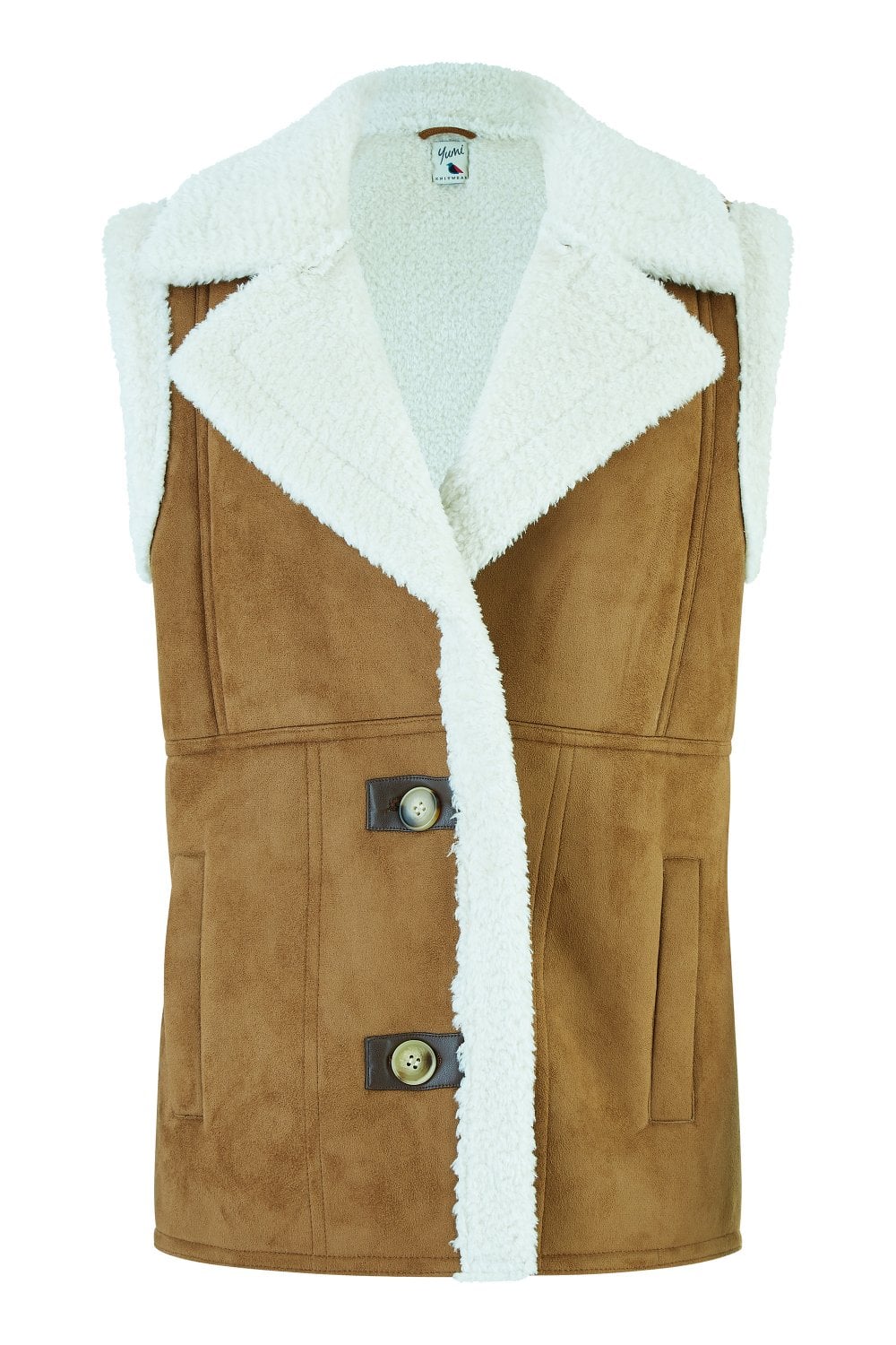 Brown Sherpa Style Button Up Gilet - Sizes 8 to 16