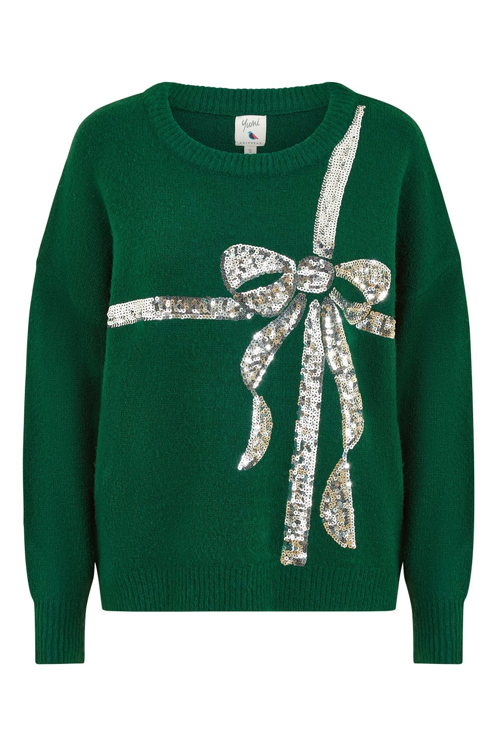 Green Sequin Bow Knitted Jumper - XS to XL