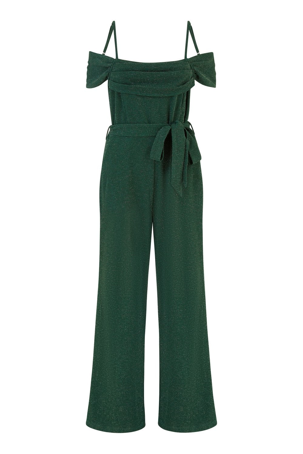 Green Sparkle Stretch Bardot Jumpsuit - Sizes 8 to 16