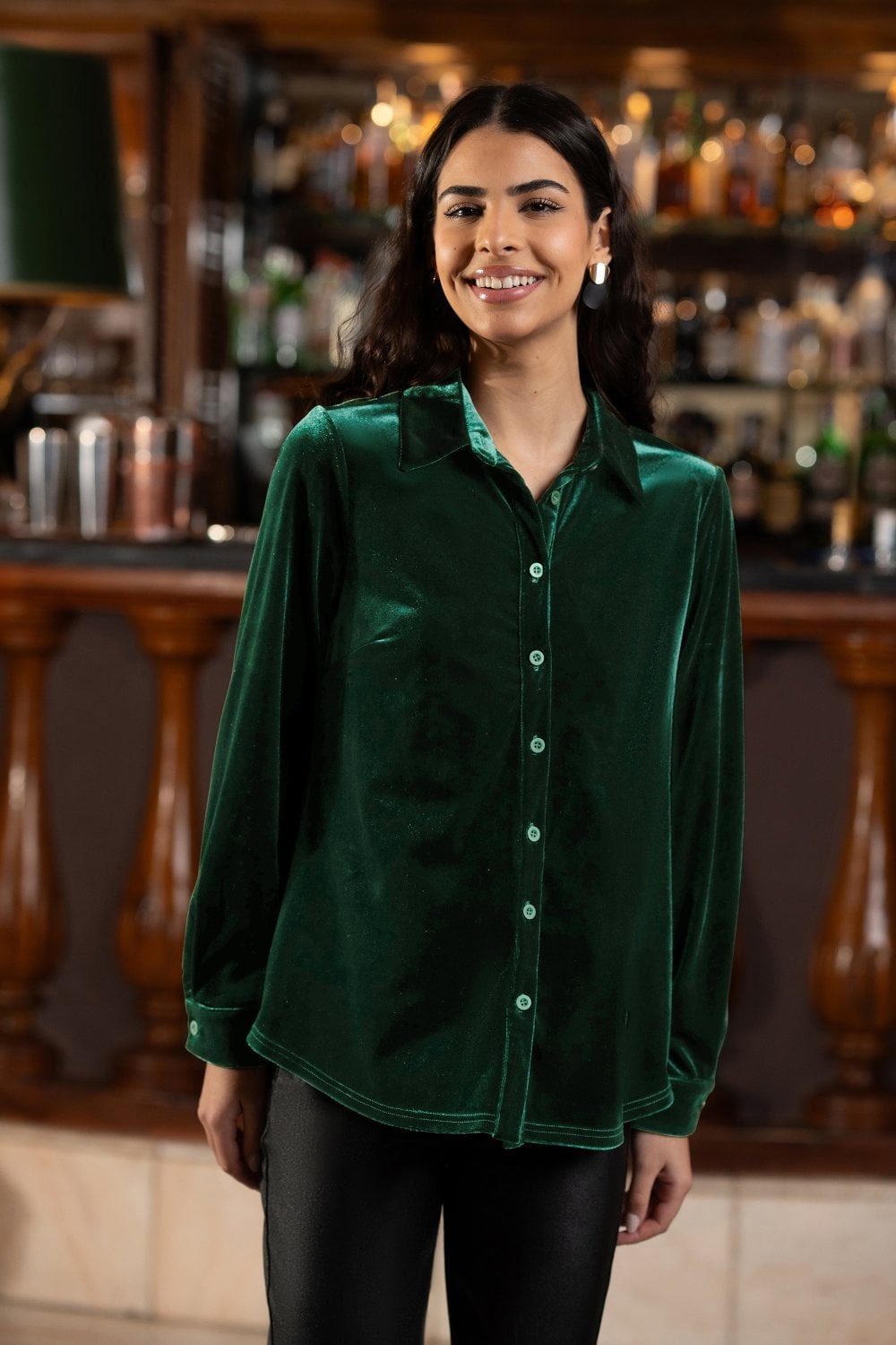 Green Velvet Relaxed Fit Shirt - Sizes 8 to 24