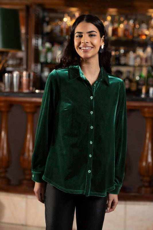 Green Velvet Relaxed Fit Shirt - Sizes 8 to 24