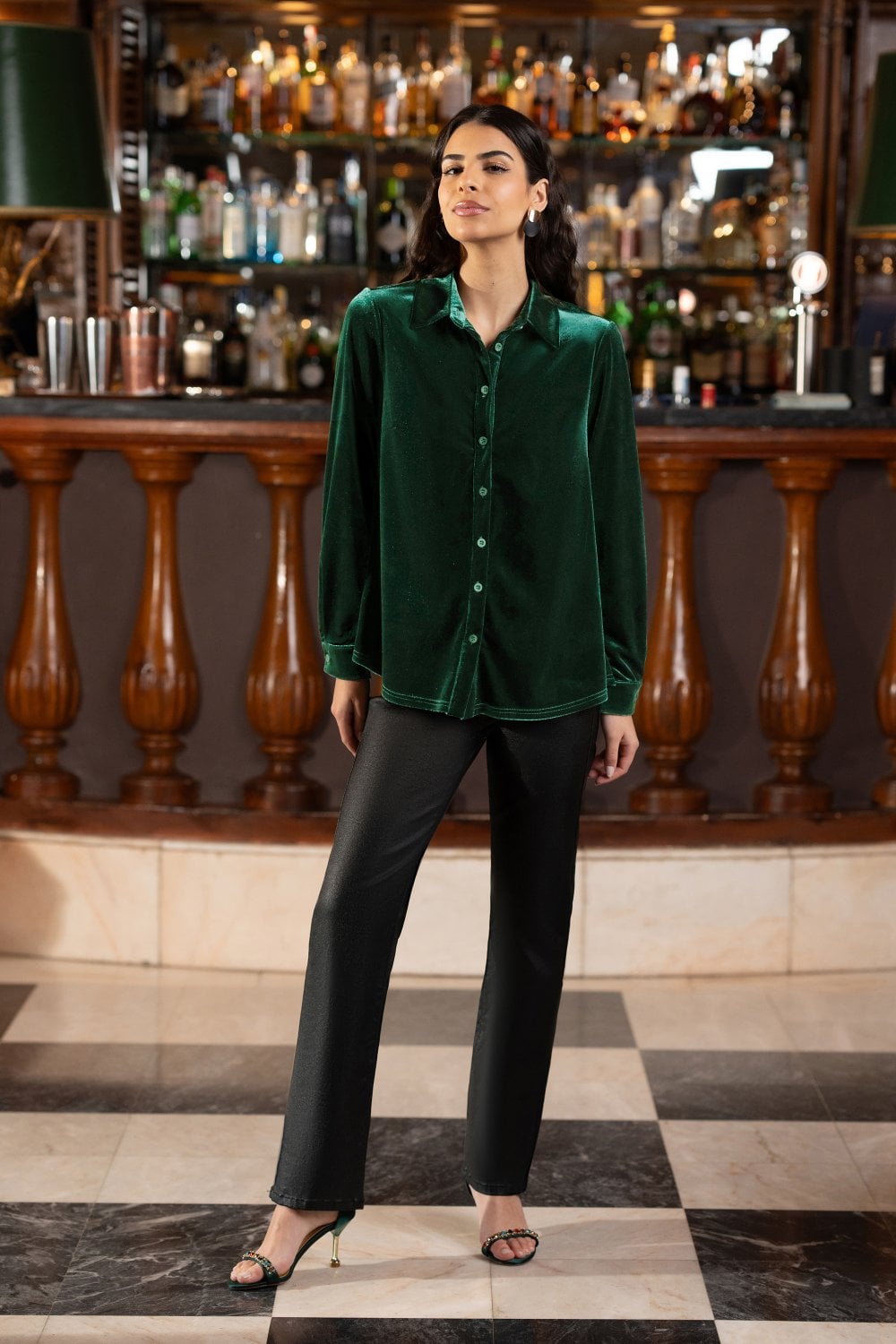 Green Velvet Relaxed Fit Shirt - Sizes 8 to 24