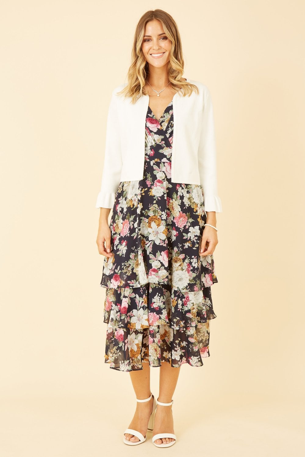 Ivory Cropped Cardigan With Bell Sleeves