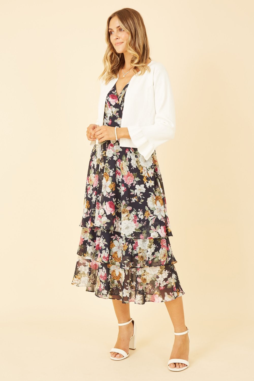 Ivory Cropped Cardigan With Bell Sleeves