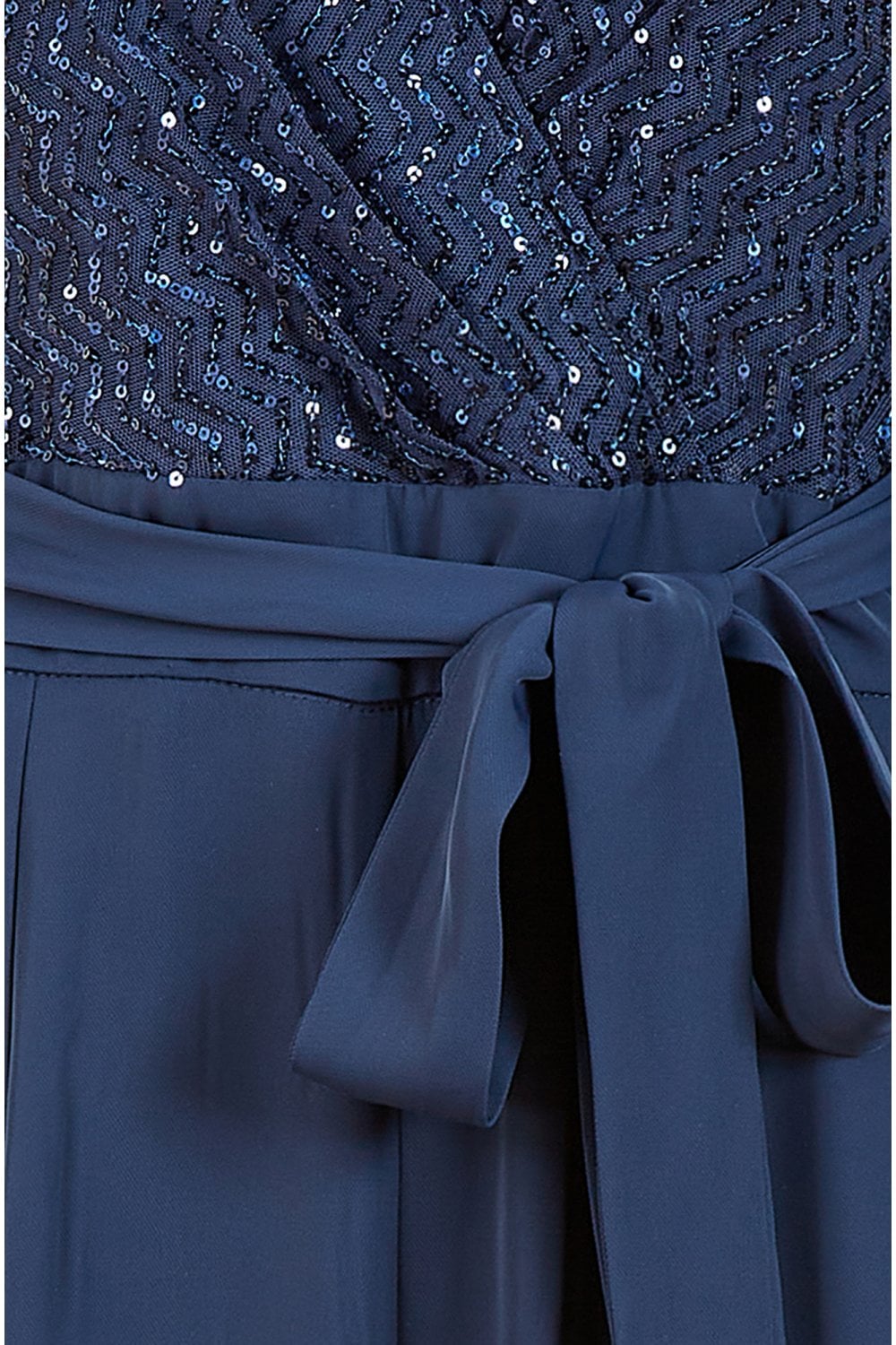 Navy Sequin Tie Waist Jumpsuit - Sizes 8 to 16