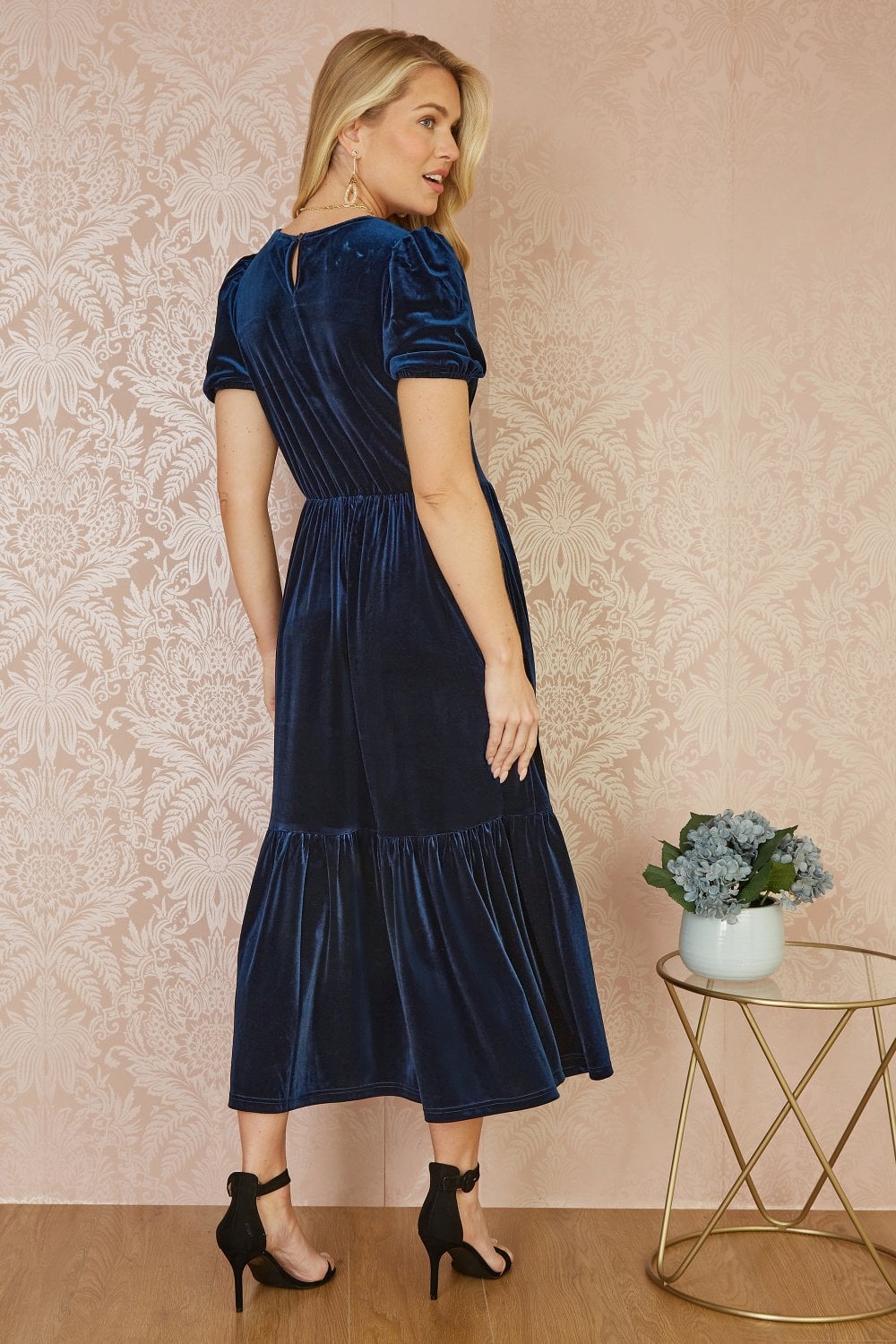 Navy Velvet Dress With Pockets - Sizes 8 to 26